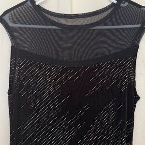 Formal Classy Black and Silver Stretchy Fitted Dress with Silver Sparkle-Size 10